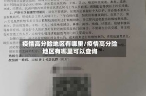 疫情高分险地区有哪里/疫情高分险地区有哪里可以查询